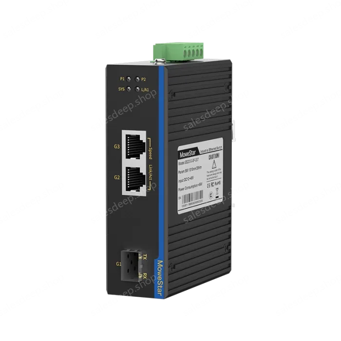 1 Port Gigabit SFP + 2 Ports Gigabit RJ45 Din Rail industrial media converter