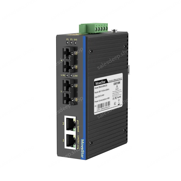 2 Ports 100M F(x) + 2 Ports 10/100M T(x) Din-Rail Unmanaged Industrial Ethernet Switch